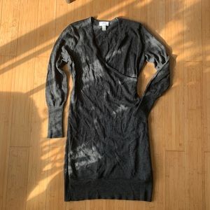 Charcoal grey wool faux-wrap maternity dress